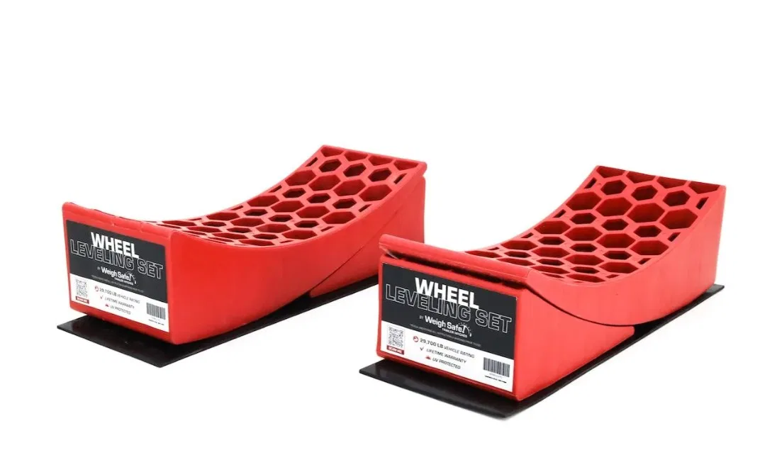 WS-WLS – WEIGH SAFE Trailer Leveling Kit, With Curved Levelers/ Chocks/ and Non-Slip Mats 29000 Pound Capacity Orange...